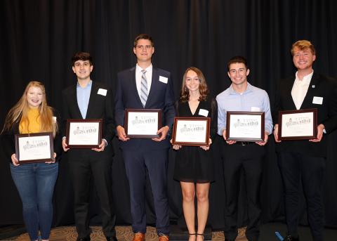 A group photo of all six Outstanding Scholar Award Winners