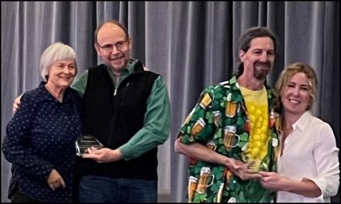 Kathy Newton and David Braun receiving their awards at the Maize Conference